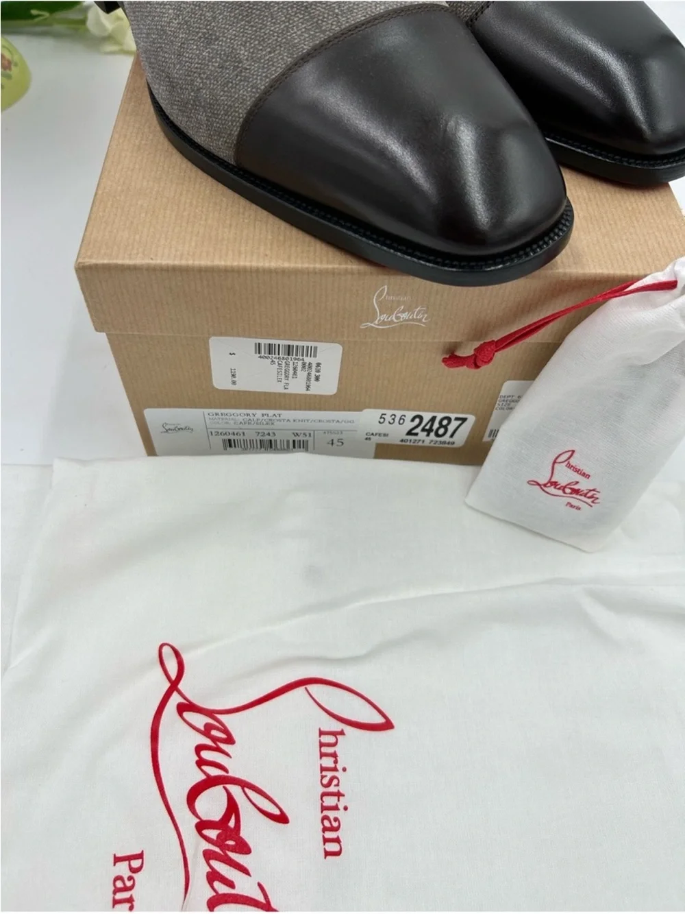 Men’s Christian Louboutin, Greggo leather/fabric, Oxford size 45 made in Italy
